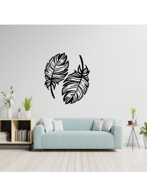 Şık Dekoratif Kuş Tüyü Seti, Lazer Kesim, Siyah, Ikili Paket