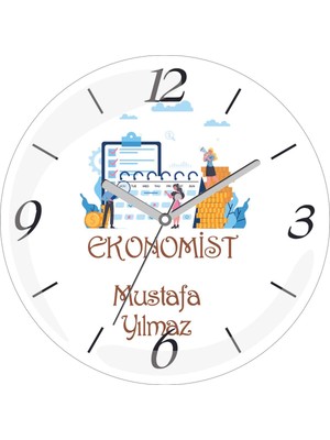 Kişiye Özel Ekonomist Çap 30 Bombeli Gerçek Cam Duvar Saati
