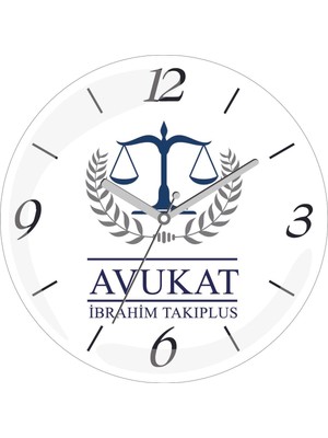 Kişiye Özel Avukat Terazi Çap 30 Bombeli Gerçek Cam Duvar Saati