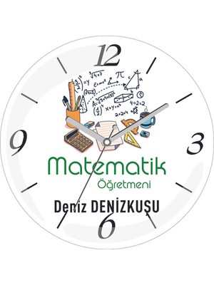 Kişiye Özel Matematik Öğretmeni Pisa Çap 30 Bombeli Gerçek Cam Duvar Saati