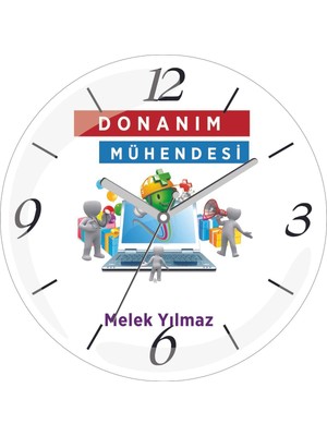 Kişiye Özel Donanım Mühendisi Pc C Çap 30 Bombeli Gerçek Cam Duvar Saati