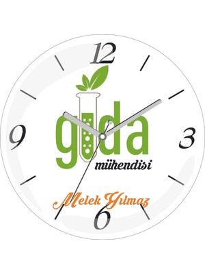 Kişiye Özel Gıda Mühendisi Çap 30 Bombeli Gerçek Cam Duvar Saati