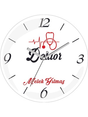 Kişiye Özel Doktor Ritm Çap 30 Bombeli Gerçek Cam Duvar Saati