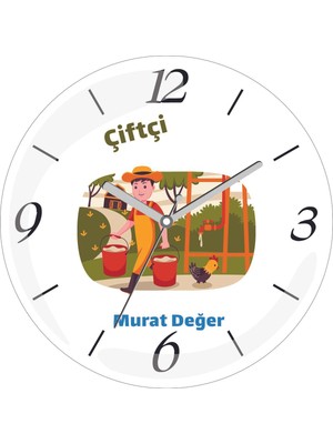 Kişiye Özel Çiftçi Kova Çap 30 Bombeli Gerçek Cam Duvar Saati