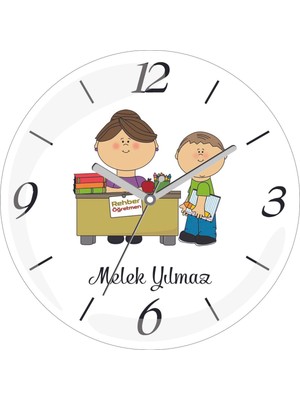 Kişiye Özel Rehber Öğretmen Masa Çap 30 Bombeli Gerçek Cam Duvar Saati