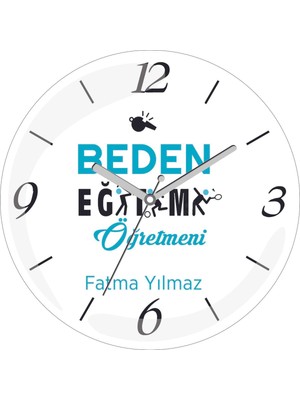 Kişiye Özel Beden Eğitimi Öğretmeni Düdük Çap 30 Bombeli Gerçek Cam Duvar Saati