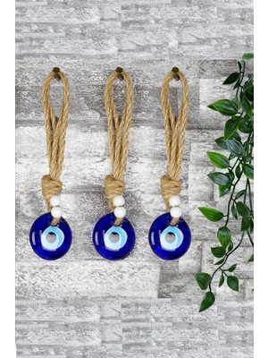 Mavi Eko Nazar Boncuğu Ip Askılı 4 cm 3'lü Set