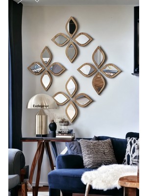 Ahşap ve Pleksi Malzeme ile 16'lı Su Damlası Dekoratif Ayna Seti