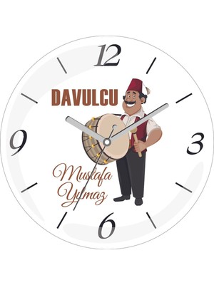 Kişiye Özel Ramazan Davulcusu Çap 30 Bombeli Gerçek Cam Duvar Saati