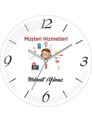 Kişiye Özel Müşteri Hizmetleri Sr Çap 30 Bombeli Gerçek Cam Duvar Saati