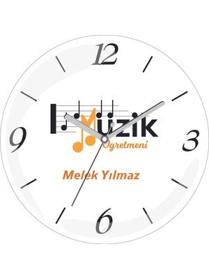 Kişiye Özel Müzik Öğretmeni Çap 30 Bombeli Gerçek Cam Duvar Saati