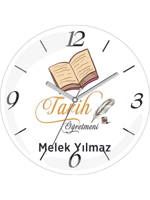 Kişiye Özel Tarih Öğretmeni Ktp Çap 30 Bombeli Gerçek Cam Duvar Saati