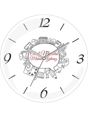 Kişiye Özel Okul Müdürü Çap 30 Bombeli Gerçek Cam Duvar Saati