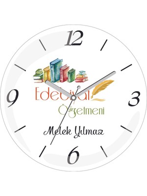 Kişiye Özel Edebiyat Öğretmeni Kttkp Çap 30 Bombeli Gerçek Cam Duvar Saati