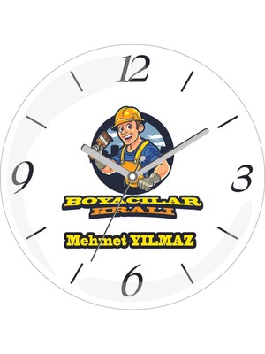 Kişiye Özel Boyazılar Kralı Badana Çap 30 Bombeli Gerçek Cam Duvar Saati