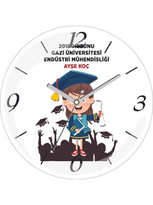 Kişiye Özel Kadın Mezuniyet Töreni Çap 30 Bombeli Gerçek Cam Duvar Saati