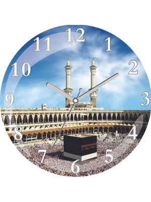 Kabe Dini Islam Hac Umre Sessiz Bombeli Gerçek Cam Duvar Saati