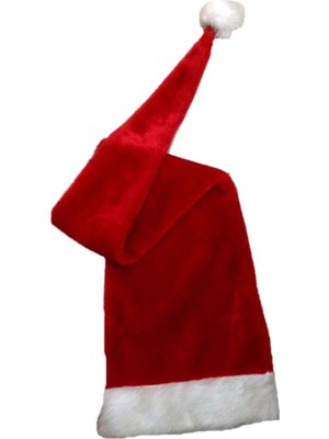 Kırmızı Uzun Polar Noel Baba Şapkası 100 Cm, Sıcak ve Şık Tasarım