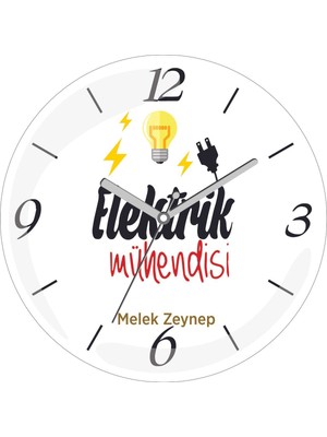 Kişiye Özel Elektrik Mühendisi Çap 30 Bombeli Gerçek Cam Duvar Saati