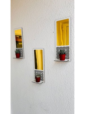 3'lü Ahşap Duvar Süsü, Mumluk ve Obje Rafı, Şık ve Doğal Duvar Dekoru