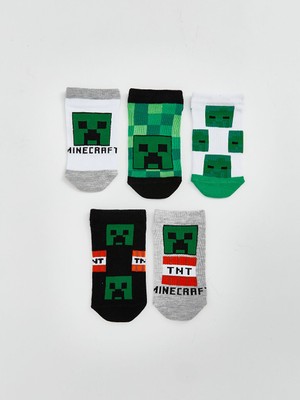 Lc Waikiki Yeni Sezon Minecraft Desenli Erkek Cocuk Patik Corap 5'li - S5JA38Z4