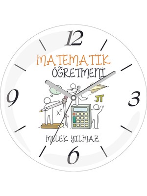 Kişiye Özel Matematik Öğretmeni Hesap Çap 30 Bombeli Gerçek Cam Duvar Saati