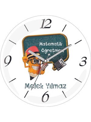 Kişiye Özel Matematik Öğretmeni Thta Çap 30 Bombeli Gerçek Cam Duvar Saati