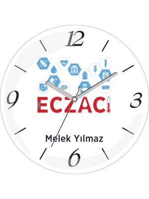 Kişiye Özel Ezcacı Çap 30 Bombeli Gerçek Cam Duvar Saati