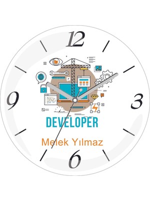 Kişiye Özel Developer Çap 30 Bombeli Gerçek Cam Duvar Saati