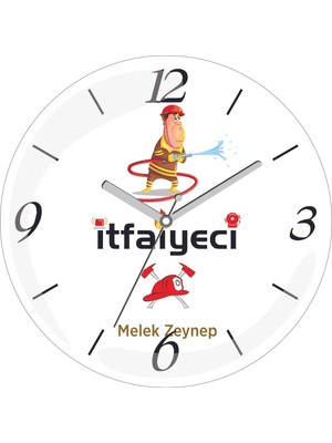 Kişiye Özel Itfaiyeci Hortum Çap 30 Bombeli Gerçek Cam Duvar Saati