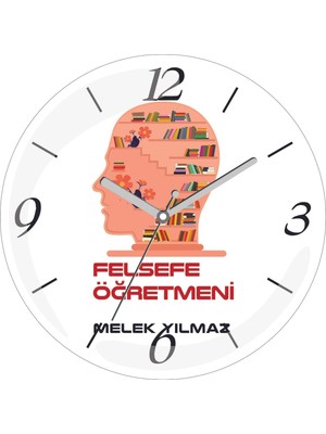 Kişiye Özel Felsefe Öğretmeni Akıl Çap 30 Bombeli Gerçek Cam Duvar Saati