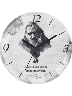Can Yücel Babamı Sevdim Bombeli Gerçek Cam Duvar Saati