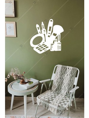 Beyaz Ahşap Duvar Dekoru, Güzellik ve Kuaför Salonları Için Şık Süs.