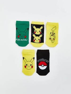 Lc Waikiki Yeni Sezon Pikachu Desenli Erkek Cocuk Patik Corap 5'li - S5ET18Z4