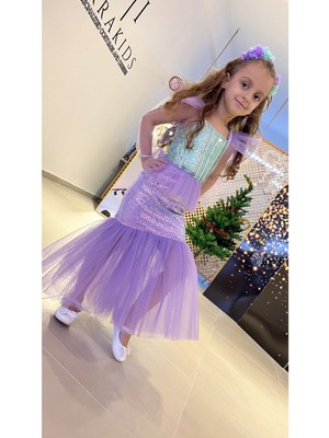 Mor Deniz Kızı Kostümü, Kız Çocuklar Için Rüya Gibi Elbise