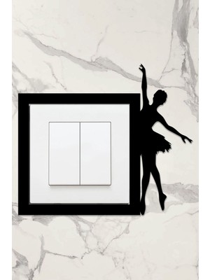 Dans Temalı Ahşap Priz Çerçevesi, Siyah, Şık ve Modern Tasarım