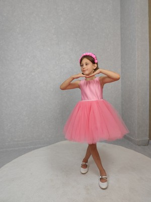 Kız Çocuk Abiye Elbise Ada, Pembe Bel Incili,tütü Elbise