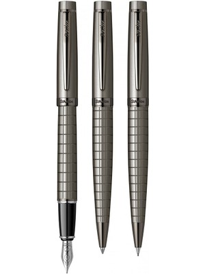 Scrikss & WizDesign 38 Dolmakalem + Tükenmezkalem + Versatil Üçlü Set Karbon Gri (Ömür Boyu Garantili - Lüks Kutulu - İsme Özel Tasarım)