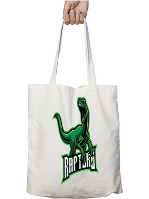 Raptor Dinazor Iki Tarafı Kalıcı Baskılı Yıkanabilir Okul Plaj Omuz Bez Çantası