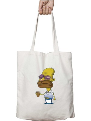 Yaşlı Homer Simpsons Iki Tarafı Kalıcı Baskılı Yıkanabilir Çanta