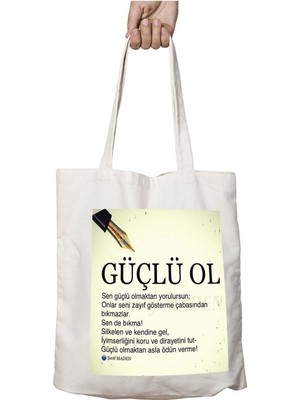 Güçlü Ol Şerif Maden Iki Tarafı Kalıcı Baskılı Yıkanabilir Çanta