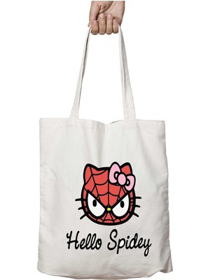 Spiderman Hello Spidey Hello Kitty Iki Taraf Kalıcı Yıkanabilir Okul Plaj Omuz Bez Çanta