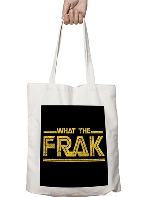 What The Frak Battlestar Galactica Iki Tarafı Kalıcı Baskılı Yıkanabilir Okul Plaj Omuz Bez Çantası