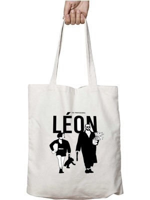 Leon The Professional Matilda Iki Tarafı Kalıcı Baskılı Yıkanabilir Okul Plaj Omuz Bez Çantası