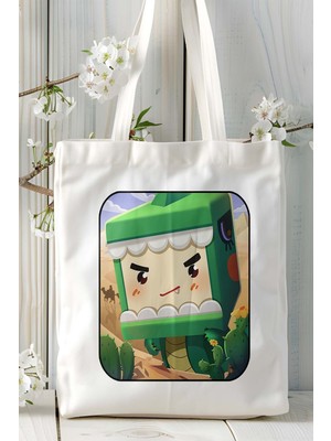 Mini World Mobil Oyun Baskılı Bez Çanta Omuz Çantası Çift Tafaflı Baskı Kişiye Özel 3