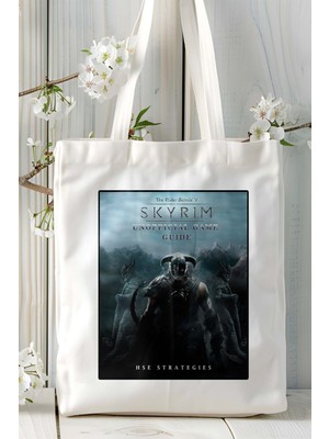The Elder Scrolls Skyrim Oyun Baskılı Bez Çanta Omuz Çantası Kişiye Özel Model 5