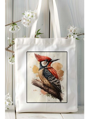 Kuş Baskılı Bez Çanta Omuz Çantası Kişiye Özel Model 3