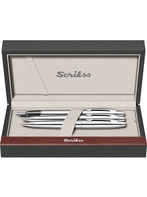Scrikss & WizDesign 35 Dolmakalem + Tükenmezkalem + Versatil Üçlü Set Krom (Ömür Boyu Garantili - Lüks Kutulu - İsme Özel Tasarım)