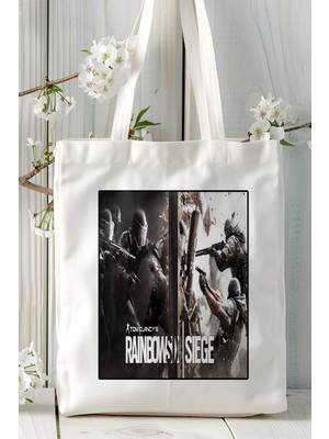 Raw Six Siege Oyun Baskılı Bez Çanta Omuz Çantası Kişiye Özel Model 3