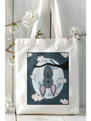 Yarasa Baskılı Bez Çanta Omuz Çantası Kişiye Özel Model 5